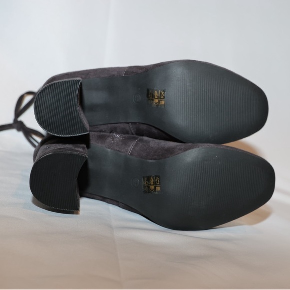 New! Caffenero Black “Suede” Block Heel Inside Zip Calf Boots US 6.5/EU 37 - Picture 7 of 11